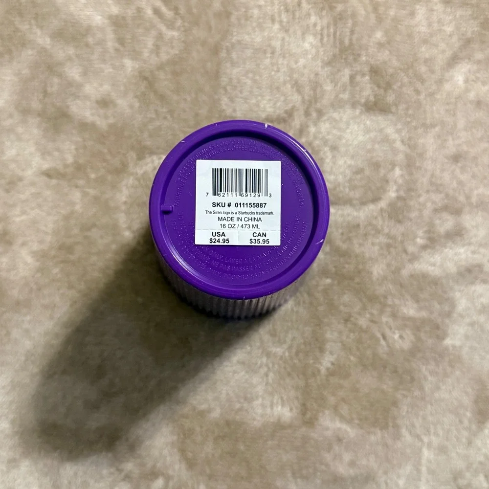 Starbucks Purple Pleated Speckled Cold Cup Tumbler 16oz